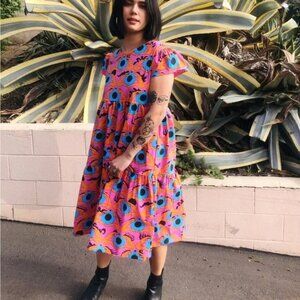 RARE Nooworks Frida Psychedelic Eye Dress GUC 3X NOVELTY ART PRINT